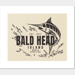 Vintage Marlin Fishing at Bald Head Island, North Carolina Posters and Art